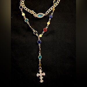 Multicolor Gemstone Rosary Necklace